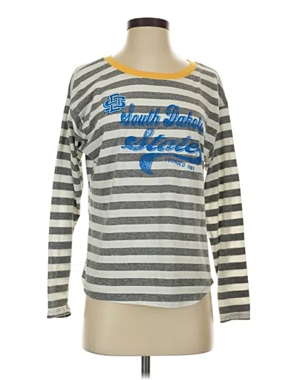 Pre-owned Blue 84 Long Sleeve Top Silver Boatneck Tops