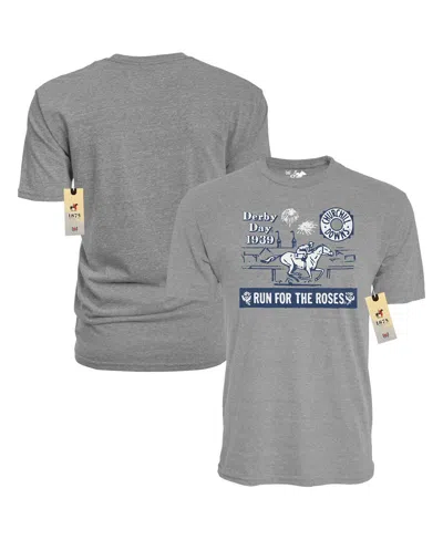 Blue 84 Men's Heather Gray Kentucky Derby Horseworks 1939 Throwback Tri-blend T-shirt