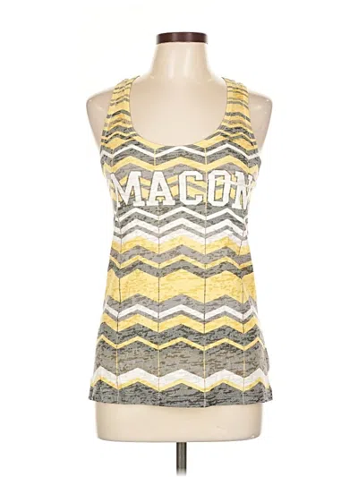 Pre-owned Blue 84 Tank Top Yellow Halter Neckline Tops