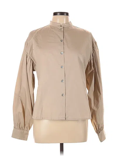 Pre-owned Blue Anemone Long Sleeve Blouse In Brown