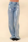 Blue B Adelia Wide Leg Denim Sweatpants In Frosted In Multi