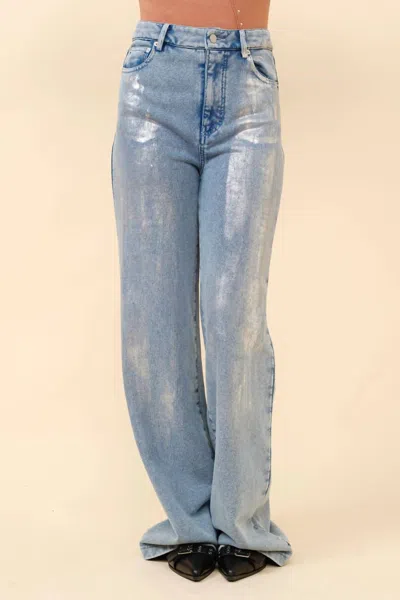 Blue B Adelia Wide Leg Denim Sweatpants In Frosted In Multi