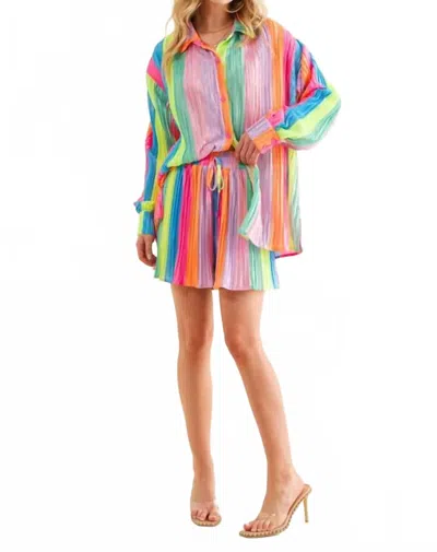 Blue B All That Color Pleated Set In Rainbow In Multi