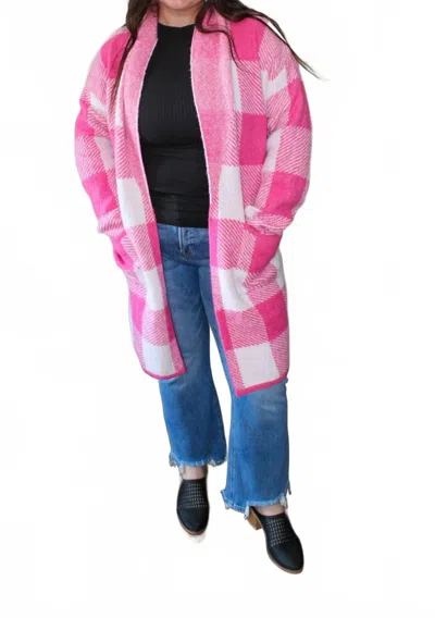 Blue B Amber Long Cardigan In Pink