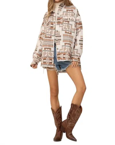 Blue B Aztec Shacket In White/multi