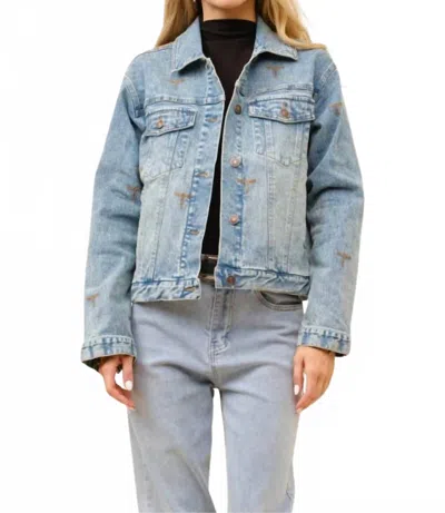Blue B Boot Stitch Denim Trucker Jacket In Blue