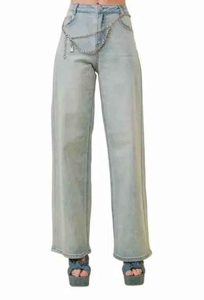 Blue B Chain Wide Leg Jeans In Blue