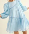 Blue B Courtney Puff Sleeve Braided Mini Dress In Blue In Blue