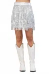 Blue B Cowgirl Rhinestone Fringe Skirt In Silver In Silver