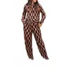 Blue B Daisy Checkered Set In Taupe/black In Multi