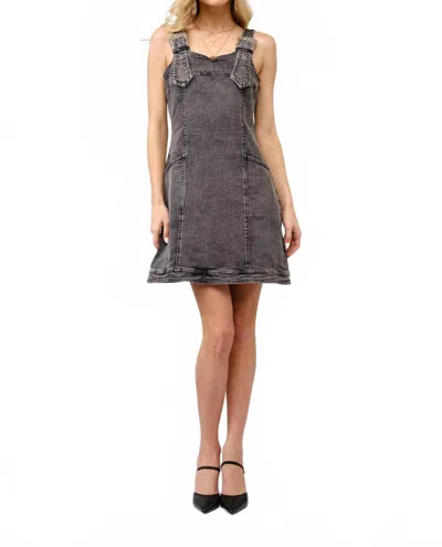 Blue B Denim Western Buckle Strap Mini Dress In Charcoal In Gray