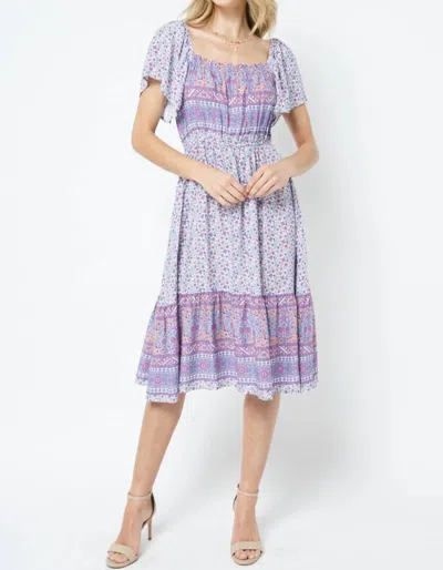 Blue B Ditsy Printed Dress In Purple