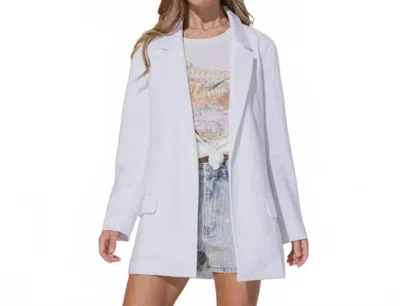 Blue B Dylan Boyfriend Blazer In White In Purple