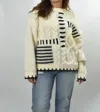 Blue B Every Which Way Chunky Sweater In Ivory And Black In Multi