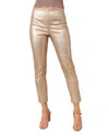 Blue B Fab Stretch Studded Rhinestone Leggings In Metallic Champagne In Multi