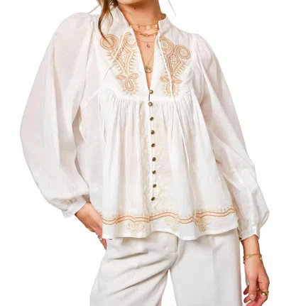 Blue B Fiona Peasant Blouse In Off White