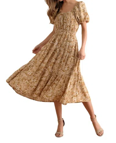 Blue B Floral Dress In Mustard In Yellow