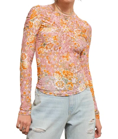 Blue B Floral Lace Whimsical Top In Pink