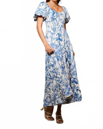 Blue B Floral Printed Tiered Maxi Dress In Garden Blue