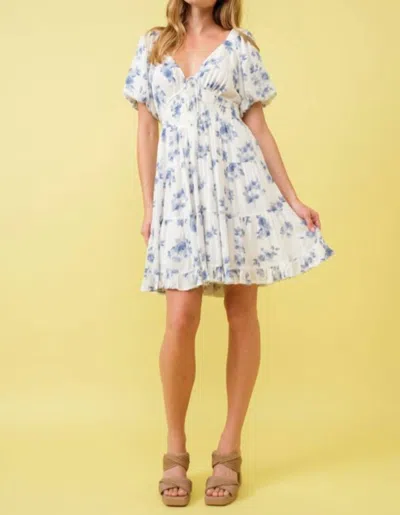 Blue B Floral Smocked Mini In White