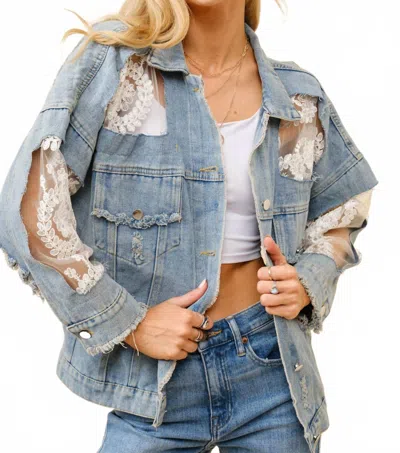Blue B Frayed & Feminine Oversized Jacket In Blue