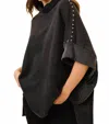 Blue B Funnel Neck Studded Dolman Sweatshirt In Black