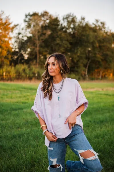 Blue B Hallie Studded Top In Lavender In Purple