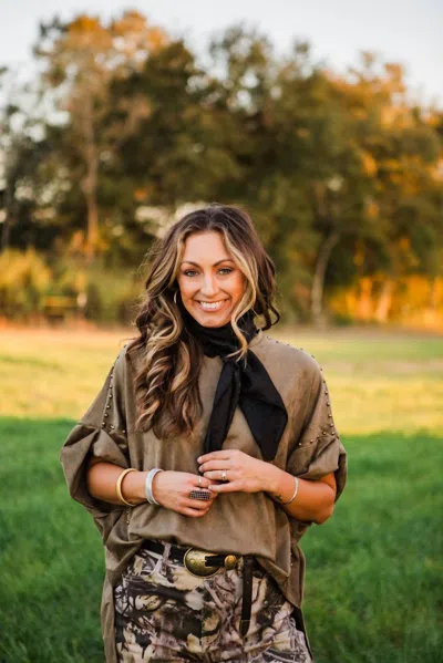 Blue B Hallie Studded Top In Olive In Brown