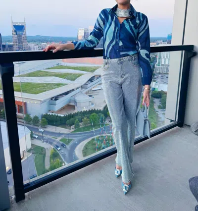 Blue B High Rise Rhinestone Jeans In Blue
