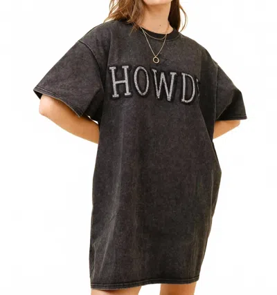 Blue B Howdy Shirt Dress With Rhinestone Detail In Black In Gray