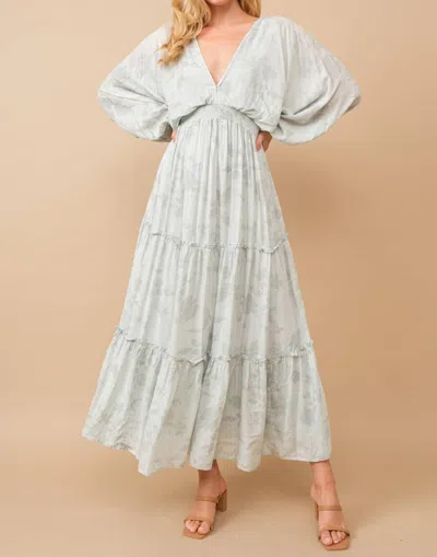 Blue B Jacquard Floral Dolman Maxi Dress In Sage In Multi
