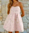 Blue B Jacquard Floral Mini Dress In Pink In Pink