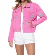 Blue B Jean Jacket In Pink With Stars