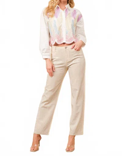 Blue B Kelly High Rise Rhinestone Front Denim Jeans In Ivory In Neutral