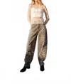 Blue B Leopard Garment Washed Mid Rise Loose Jeans In Brown In Brown