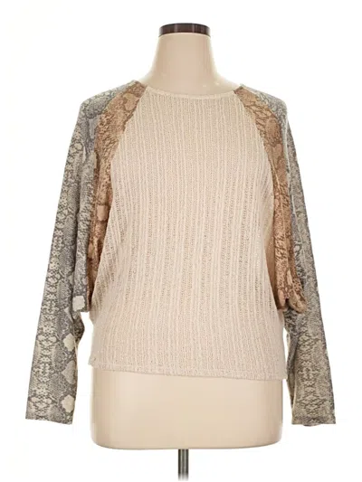Pre-owned Blue B Long Sleeve Blouse In Tan