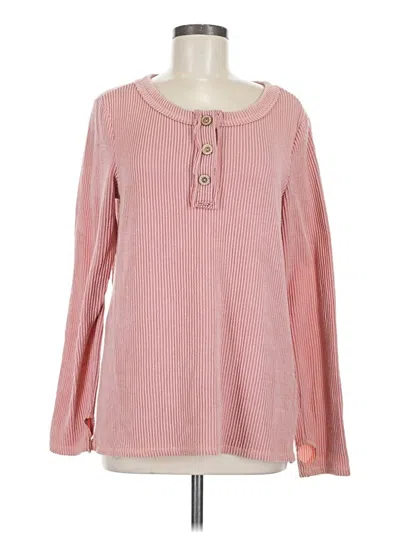 Pre-owned Blue B Long Sleeve Henley Shirt In Pink