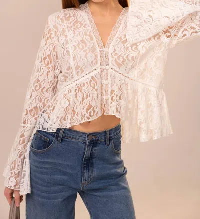 Blue B Lumière Lace V-neck Blouse In White
