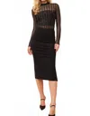 Blue B Maddi Stretch Bodycon Fitted Studded Side Slit Midi Skirt In Black In Black
