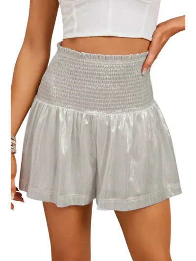 Blue B Madeline Metallic Shorts In Silver