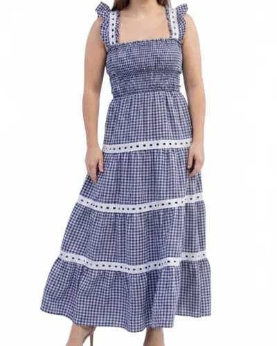 Blue B Midnight Picnic Smocked Maxi Dress In Navy/ Ivory In Blue