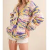Blue B Mixed Yarn Cardigan In Multicolored In Multi