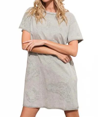 Blue B Moonlight Cowboy Crew Neck T-shirt Dress In Grey In Gray