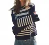 Blue B Multi Stripe Loop Nautical Sweater In Navy/white In Blue