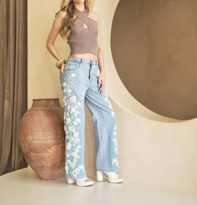 Blue B Ophelia Embellished Jeans In Light Wash In Blue