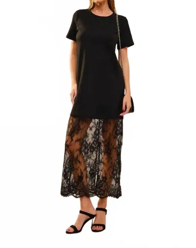 Blue B Oversized Lace Layered Midi Dress In Black