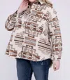 Blue B Plus Size Aztec Western Shacket In Beige In Beige