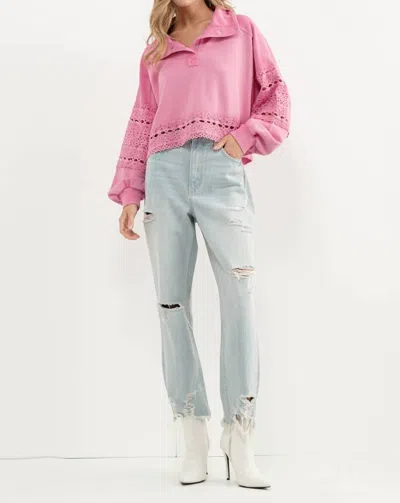 Blue B Powerpuff Lace Pullover In Pink