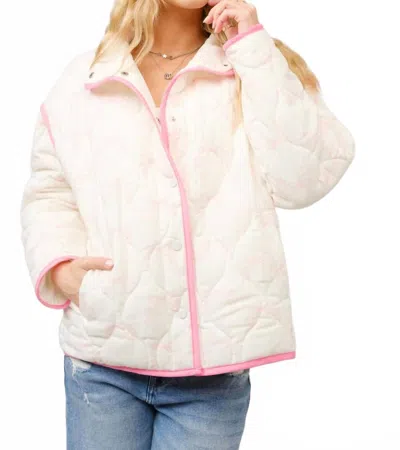 Blue B Quilted Bow Print Jacket In Pink