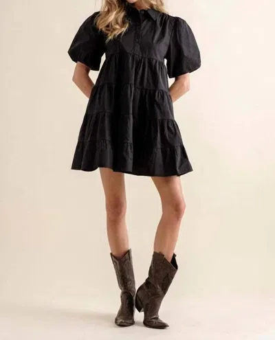 Blue B Reba Puff Sleeve Dress In Black
